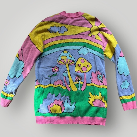Current Mood Dolls Kill Oversized Psychedelic Fantasy Sweater Size M Cotton - Picture 3 of 8